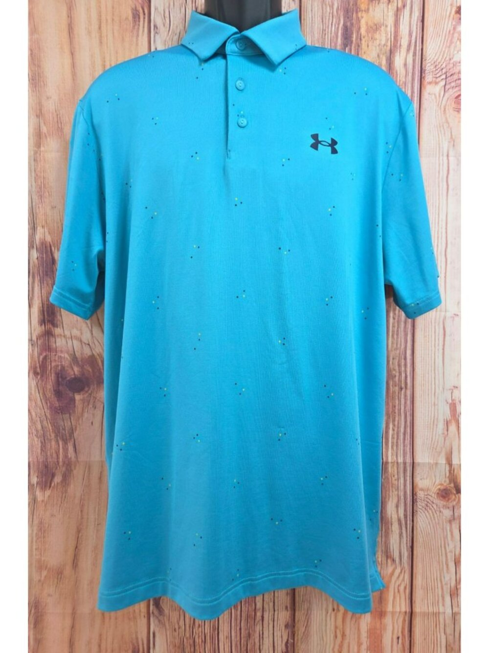 Under Armour Mens Blue Playoff Polo Shirt Large With Multicolor Dotted Print